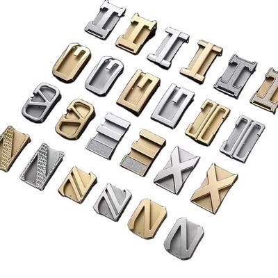 Αγορά Custom Designer Belts Shiny Silver Letter Logo Shape Zinc Alloy Buckles Plating Metal Belt Buckle online manufacture