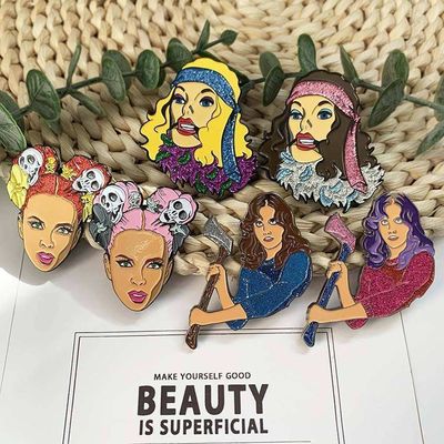 Προσαρμοσμένη ζεστή πώληση Λάμψη Ροζ Χρυσή μεταλλική καρφίτσα υψηλής ποιότητας σκληρή σμάλτο καρφίτσα