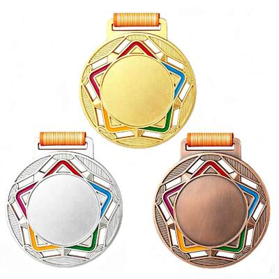 Sport Medals Gold Silver Bronze Football Volleyball With Ribbon Factory Wholesale